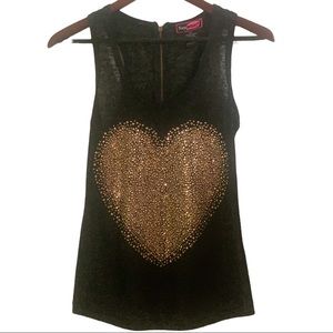 Say What?  Heart Sleeveless Top XS